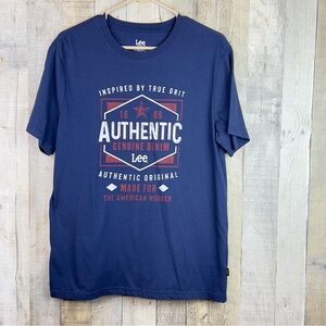 Lee Medium Regular Fit Navy Blue Authentic Genuine Denim Short Sleeve Cr…